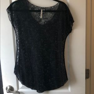 Black sheer lace top